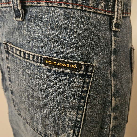 Polo Jeans Co~ Patch Pocket  Knee Skirt~ Vintage ~ Size 6~Red Stiching - Picture 5 of 15